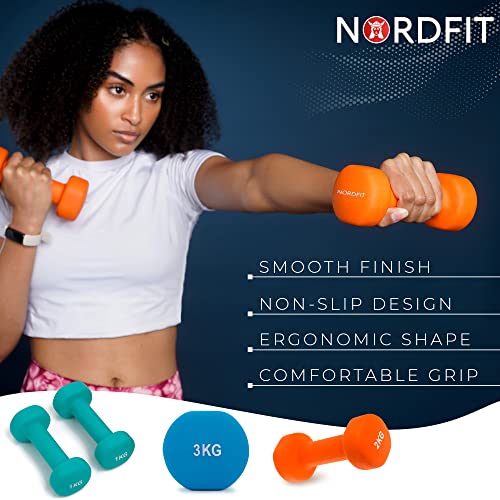 Neoprene Coated Cast Iron Dumbbells - Sizes 1-5kg, sold as pairs or a set