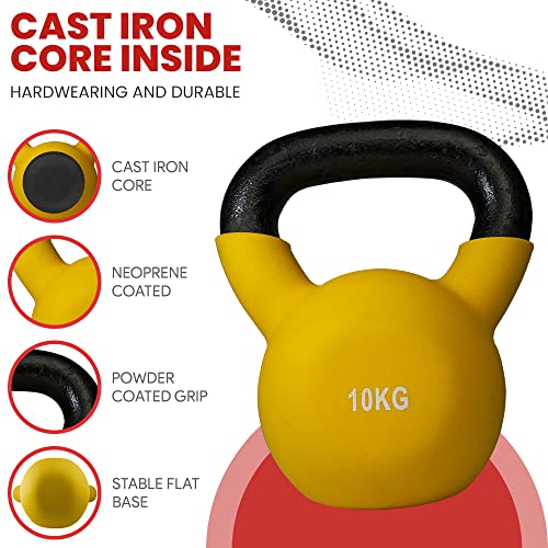 NALISOM Neoprene Coated Cast Iron Kettlebell Weights - Sizes 4kg to 20kg