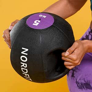 NALISOM Medicine Balls with Handles – 3kg, 4kg, 5kg, 6kg, 7kg, 8kg, 9kg and 10kg Medicine Ball – Anti-Slip Surface – Low Bounce – Fitness and Home Gym Equipment