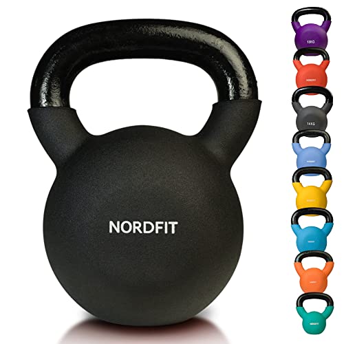 NALISOM Neoprene Coated Cast Iron Kettlebell Weights - Sizes 4kg to 20kg