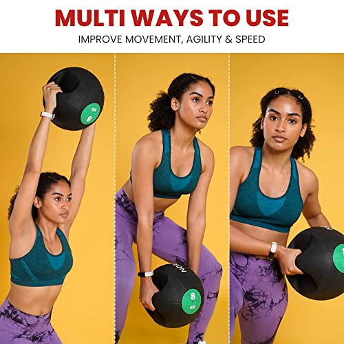 NALISOM Medicine Balls with Handles – 3kg, 4kg, 5kg, 6kg, 7kg, 8kg, 9kg and 10kg Medicine Ball – Anti-Slip Surface – Low Bounce – Fitness and Home Gym Equipment