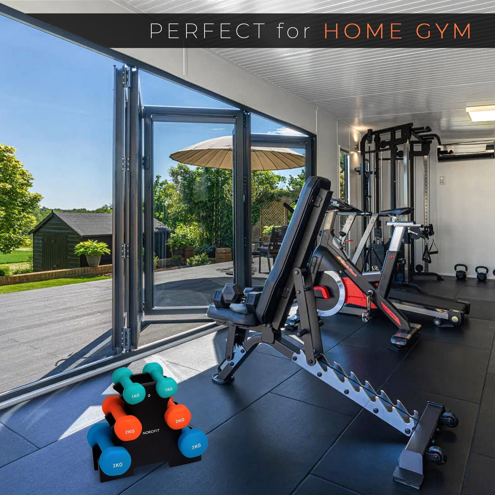 Neoprene Coated Cast Iron Dumbbells - Sizes 1-5kg, sold as pairs or a set